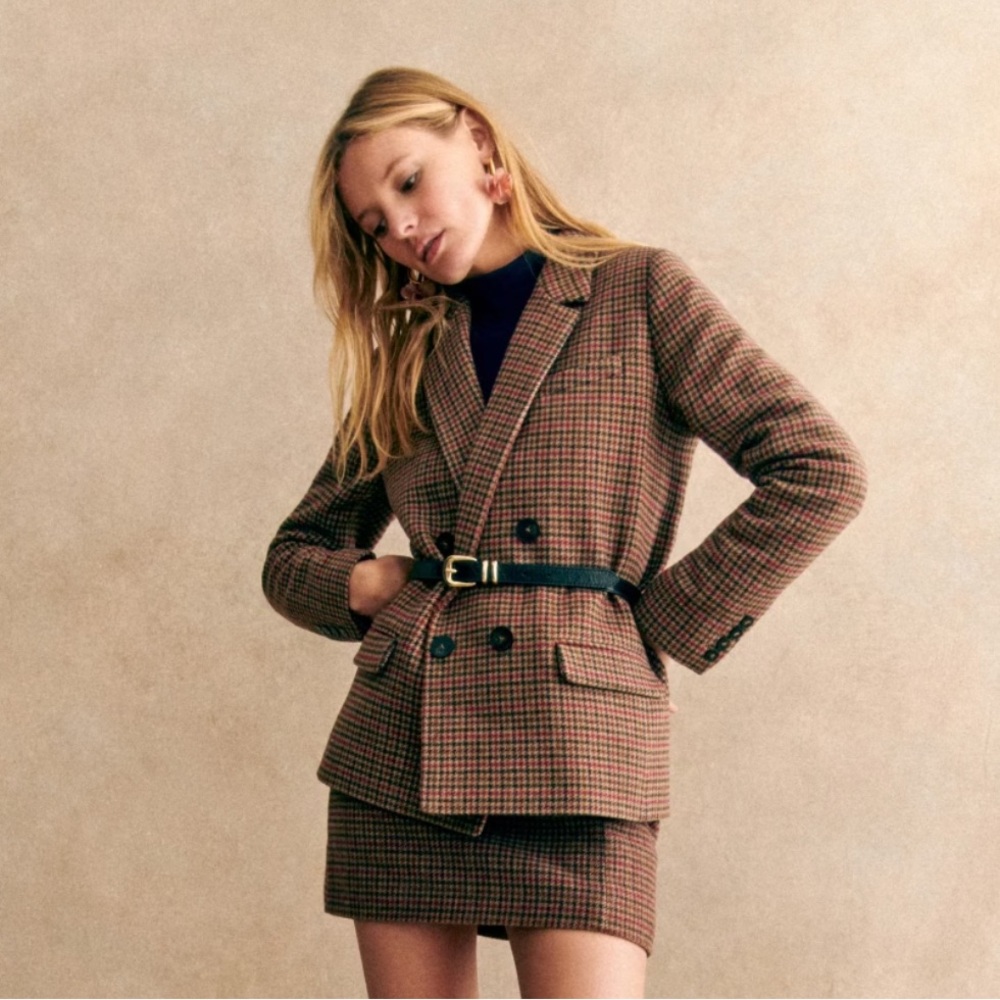 Sezane brand new houndstooth blazer